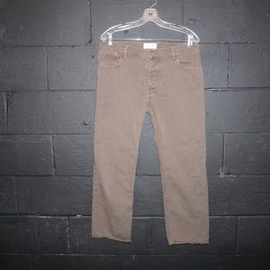 NILI LOTAN brown cotton pants raw hem 12